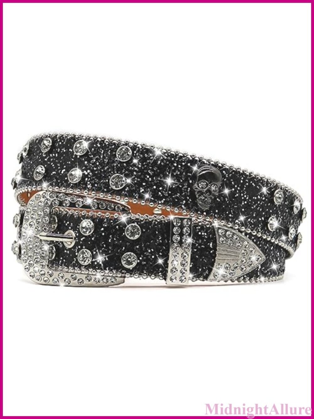 Rhinestone Studded Skull Belt Punk Gothic Emo Y2k Buckle